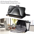 thumbnail image 4 of Furiet for iPhone 16 Pro Max 6.9 inch Floral Wallet Case with Flip Zipper Purse Wrist/Shoulder Strap, PU Leather Card Holder Stand Phone Cover for i Phone16 16Pro i16 ProMax 16ProMax Women Black, 4 of 8