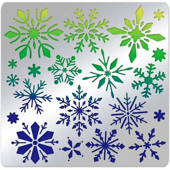 Snowflake Stencil 6x6 Inch Tiny Winter Snowflakes Stainless Steel Painting Templates for Window Wall Door Decor and Scrapbooking