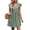 Green, variant on Summer Women's Short Sleeve Mini A-Line Dress Solid Color V Neck Loose A Line Out Wear