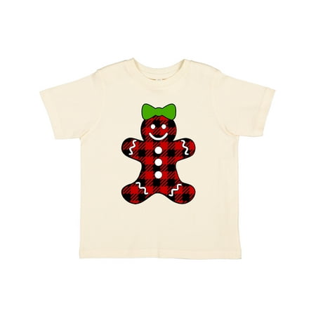 

Inktastic Buffalo Plaid Gingerbread Girl with Green Bow Gift Toddler Boy or Toddler Girl T-Shirt