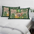 thumbnail image 3 of St Patricks Day Pillow Covers, Linen Long Throw Pillow Case, Watercolor Dogs Green Shamrock Wood Grain Holiday Pillow Protector Decorative Cushion Cover for Living Room/Bedroom 20" x 36", 3 of 8