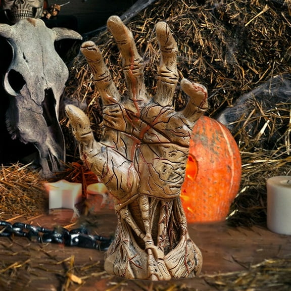 Zombie Hand Ornament Non-toxic Thrilling Hand Statue Spooky Palm Shape Decoration for Halloween Horror Prop Trick Toy Gift-multicolor
