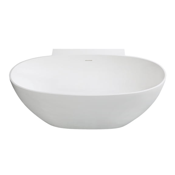 Kingston Brass VRTRS633522 63-Inch Solid Surface Oval Double Ended Freestanding Tub with Drain in Matte White