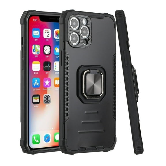 Case for Apple iPhone XR Hybrid with Stand Magnetic Ring Kickstand Bumper Shockproof Armor Heavy Duty Military Grade Hard Phone Cover fit iPhone XR - Black