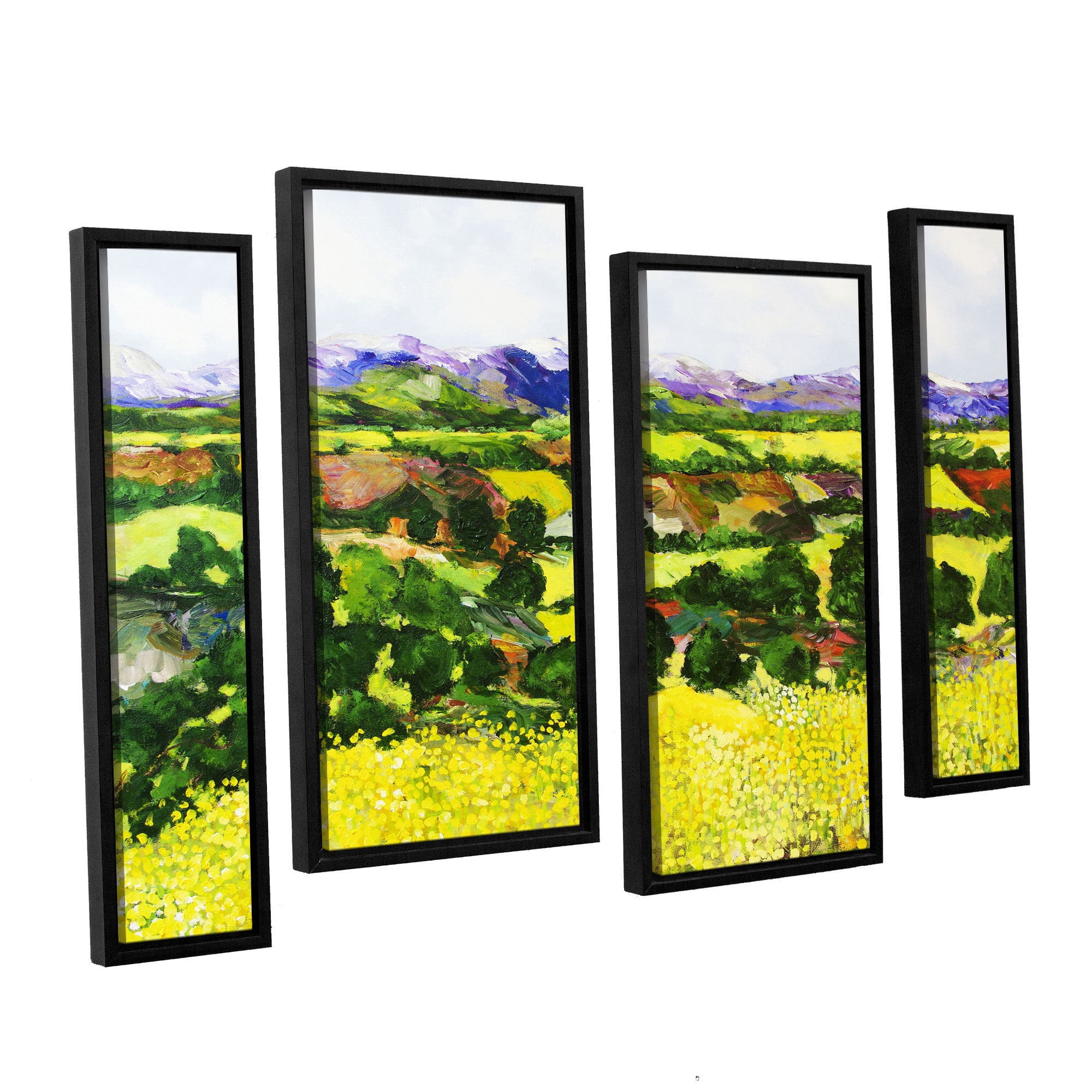 ArtWall Allan Friedlander "Yellow Weeds" 4-Piece Floater-framed Canvas Staggered Set