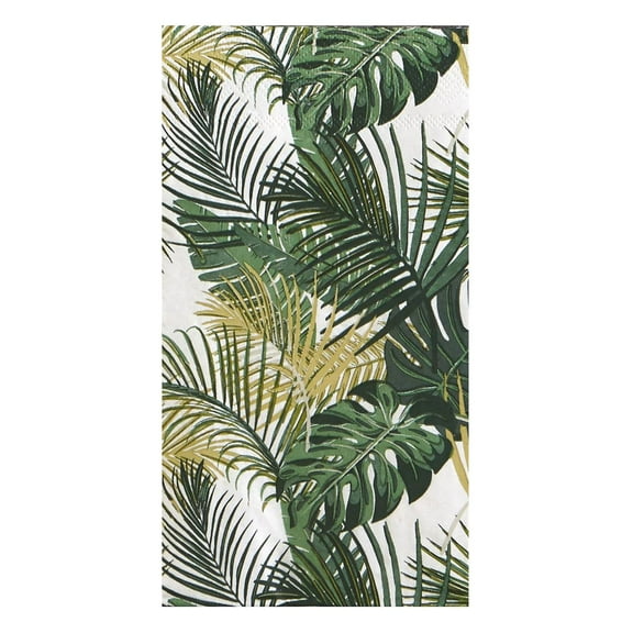 Pack of 16 Palm Leaf Guest Size Paper Napkin Green 7.75" x 4.25"