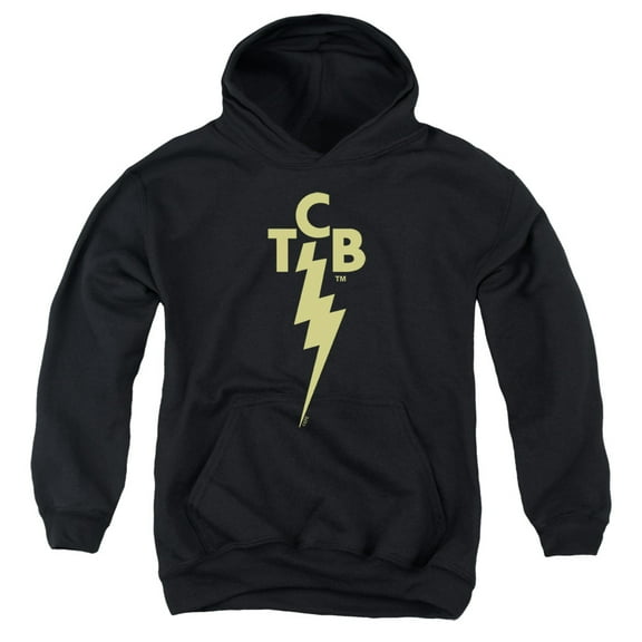 Trevco ELV640-YFTH-2 Elvis Presley & TCB Logo Youth Pull-Over Hoodie, Black - Medium
