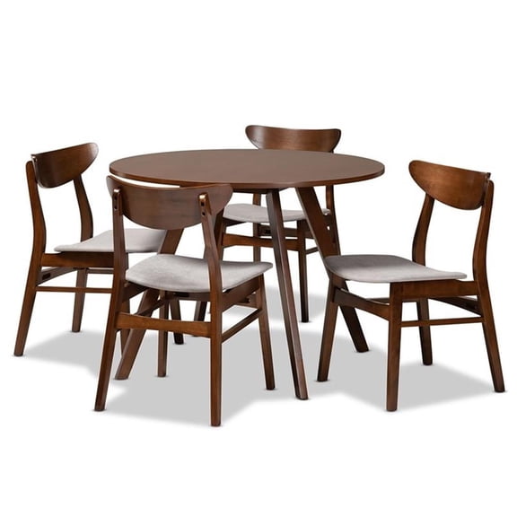 Bowery Hill Gray Upholstered Wood 5-Piece Dining Set