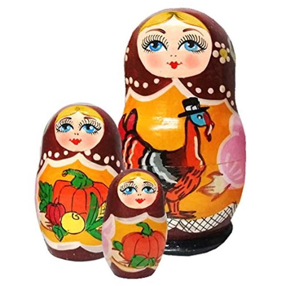 Russian Matryoshka Nesting Doll - Multicolor - 3-Piece Set - Handcrafted Art
