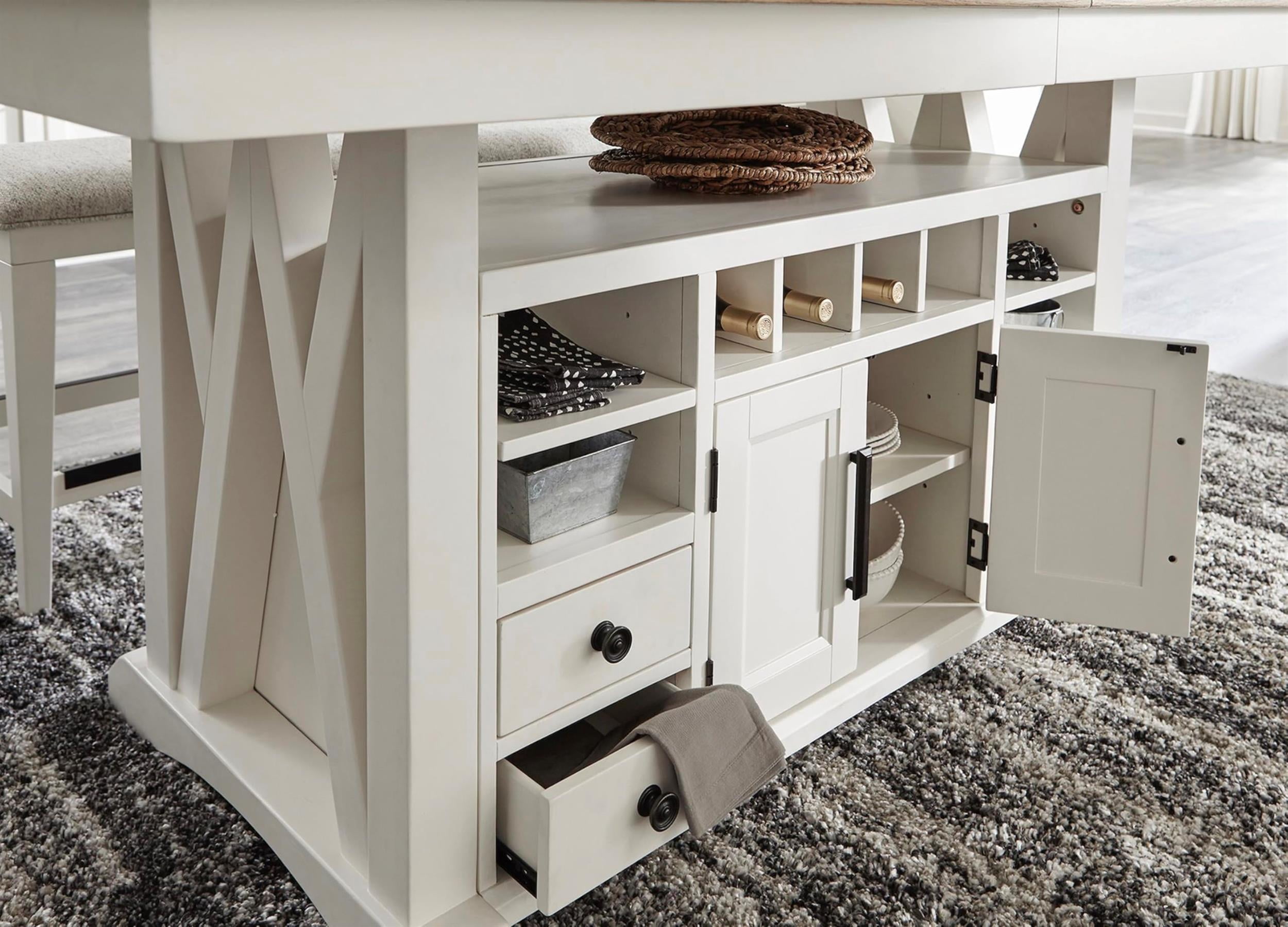 Pemberly Row 72" Wood Island Extendable Dining Table in White