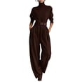 thumbnail image 2 of Xdegoge 2 Piece Sets for Women Turtleneck Long Sleeve T Shirts Tops and Long Pants Matching Set with Pockets Bodycon Fashion Solid Casual Outfits, 2 of 5