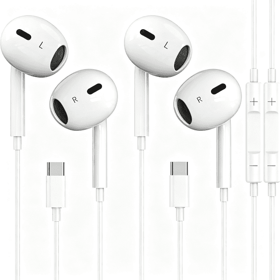 GJX 2 Pack-Usb C Headphones for Iphone 17/16/15 Pro Max,Type C Earbuds Wired Earphones with Mic & Remote Control Noise Cancelling for Iphone 17/16/15 Plus/Air/Pro, Ipad Pro
