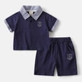 thumbnail image 2 of Toddler Boys Outfit Sets 6-12 Months 12-24 Months 2t 3t 4t 5t 6t 7t Children Children Soft Short Sleeve T Shirts Tops + Shorts Casual Two Piece Summer Kids Boys Outfits Sets(Navy,3-4 Years), 2 of 4