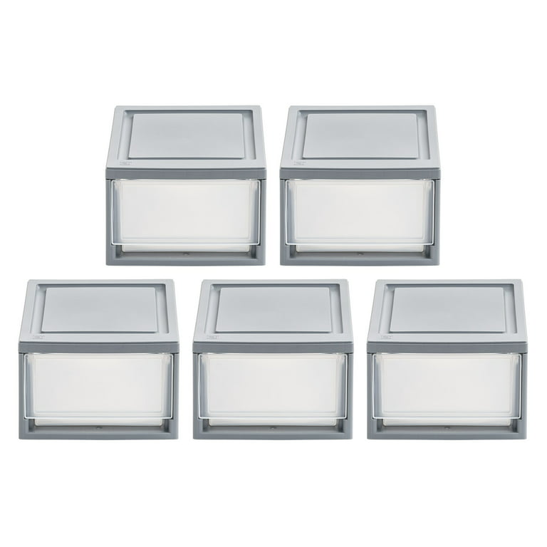 IRIS 5-Pack Gray Stackable Plastic Storage Drawer 5.83-in H x 12.76-in W x  8.74-in D in the Storage Drawers department at