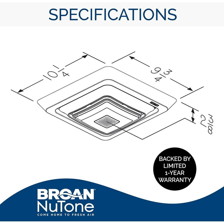 BROAN NuTone FG800SPKS ENERGY STAR Certified Bluetooth Speaker Bathroom  Exhaust Grille Cover with LED Light Bath Fan, White - Walmart.com