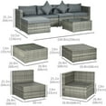 thumbnail image 3 of Outsunny Ensemble de Meubles de Terrasse en Osier avec Coussins, Mixte, 6 Pcs, Gris, 3 of 10
