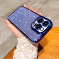 thumbnail image 3 of Compatible for iPhone 14 Pro Luxury Glitter Plating Clear Case, Cute Bling Sparkly Shiny Case for Women Girls Soft TPU Shockproof Camera Protective Back Cover Electroplated Case - Blue, 3 of 11