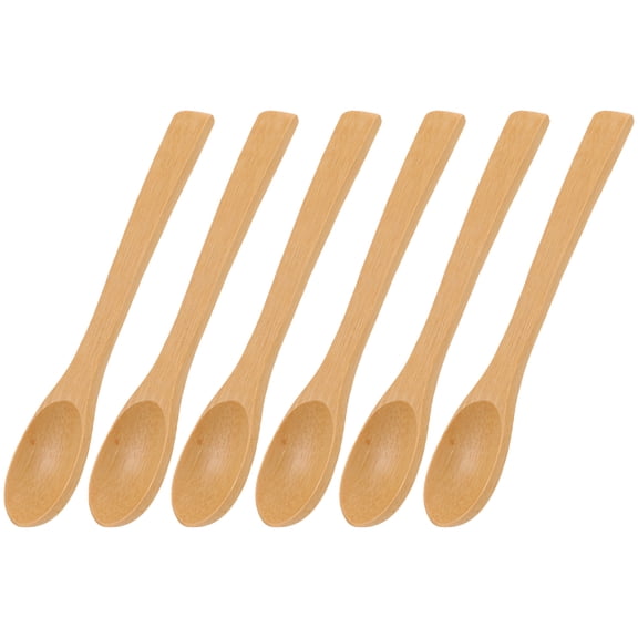 6pcs Reusable Spoon Bamboo Coffee Stirrer Stirring Spoon Long Handle Spoon