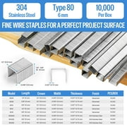 MEITE 21GA 80 Type 304 Stainless Steel Staples, 1/2 Crown 3/8 Length for Upholstery 10,000 Pcs/Box(2 Boxes)