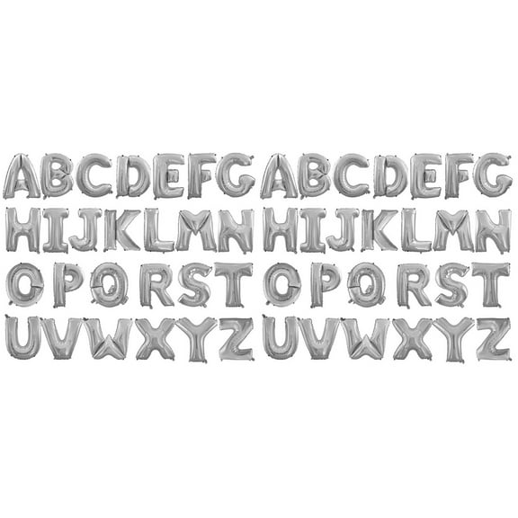 2pcs 16inch Alphabet Foil Balloon A-Z Optional 26 Letters Balloons Birthday Wedding Party Festival Decoration Supplies (Silver)