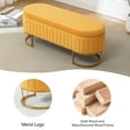 thumbnail image 5 of DRKAT Storage Bench Bedroom Bench, Velvet Oval Upholstered End of Bed Bench with Golden Metal Legs, 46” Modern Storage Ottoman Bench for Bedroom, Living Room, Entryway, Window, Mustard, 5 of 6