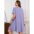 thumbnail image 7 of SHOWMALL Nightgowns for Plus Women Soft Short Sleeve Pajama Dress with Pockets for Sleep NightPurple Gray 4X, 7 of 7