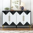 thumbnail image 2 of EUROCO 59.8" Sideboard Buffet Cabinet,Modern Wooden Storage Cabinet with 4 Doors and Adjustable Shelf for Living Room and Entryway,Black White, 2 of 8