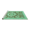 thumbnail image 2 of Ahgly Company Machine Washable Indoor Square Abstract Turquoise Blue Modern Area Rugs, 8' Square, 2 of 4