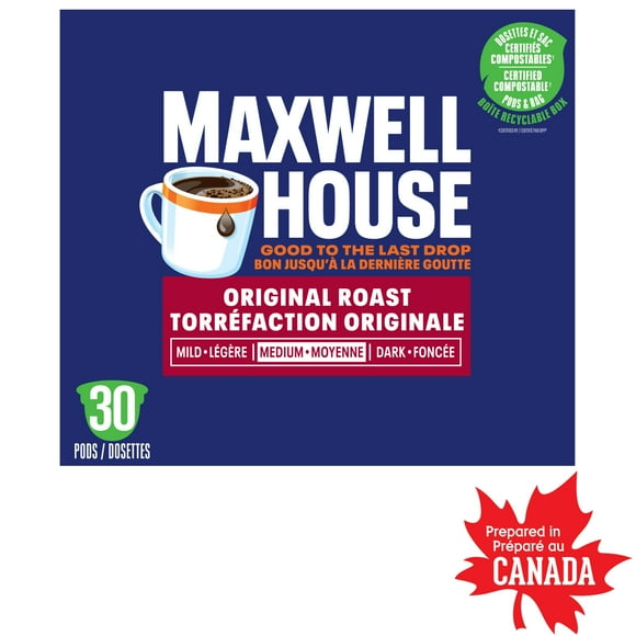 Maxwell House Original Roast Coffee Certified Compostable K-Cup® Coffee Pods, 30 Pods, 285g