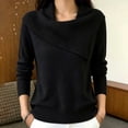 thumbnail image 6 of SEROYE Women's Ribbed Knit Sweaters Asymmetric Collar Solid Long Sleeve Casual Pullover Tops for Spring Fall (XL, Black), 6 of 7