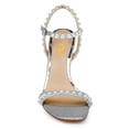 thumbnail image 4 of FSJ Women Graceful Square Open Toe Sandals Pearl Studded Adjustable Buckle Ankle Strap Stiletto High Heel Slingback Wedding Shoes Size 12 Silver, 4 of 4