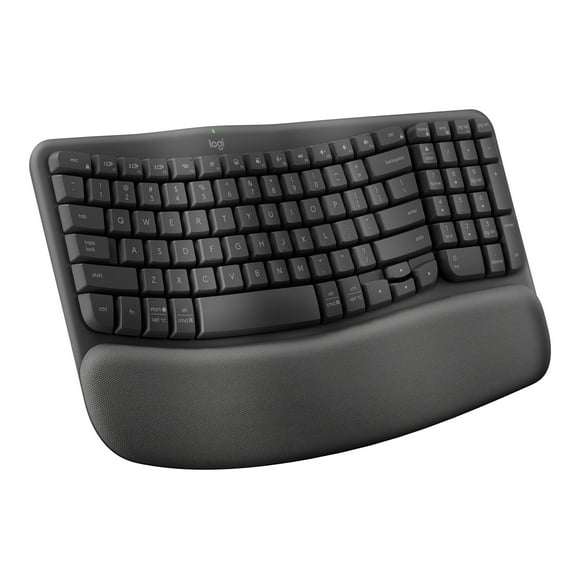 Logitech Ergo Series Wave Keys for Business, Wireless Ergonomic Keyboard with Cushioned Palm Rest, Graphite - Keyboard - wireless - Bluetooth 5.1 LE