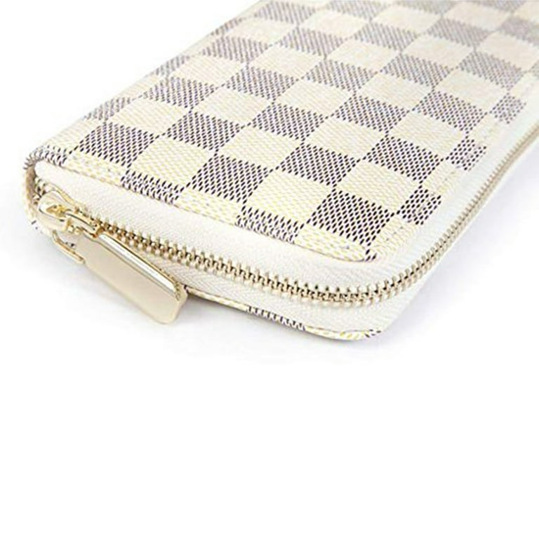 Tingor Checkered Zip Around Wallets for Women, Lady Phone Clutch Holder, PU Leather RFID Blocking with Card Organizer, Milky White, Women's, Size: One