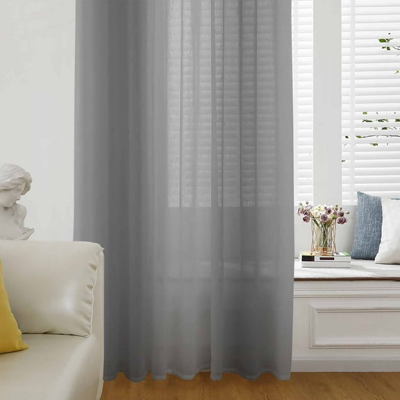 Gray Ombre Semi Sheer Curtains Drapes for Living Room, Bedroom, French Doors Window 108 Inches Long, Modern Abstract Art Farmhouse Gradient Rod Pocket Chiffon Curtain Drapery Voile Draperies Panel