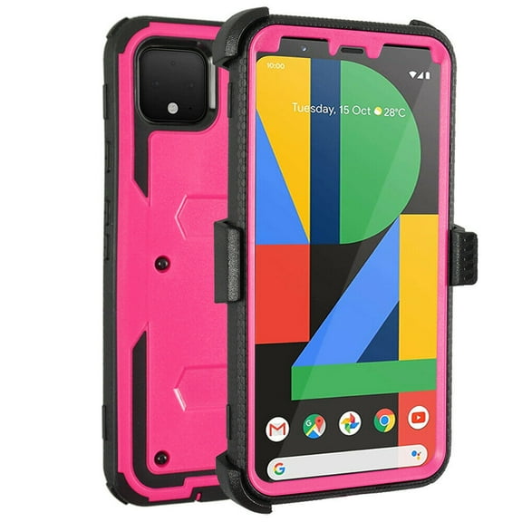 Mignova for Google Pixel 4 Case , Built in Belt Clip [Screen Protector] [Full Body] [Heavy Duty Protection ] Shock Reduction Durable Case Girls Boys Outdoor Cover for Google Pixel 4 5.7 inch(Pink)