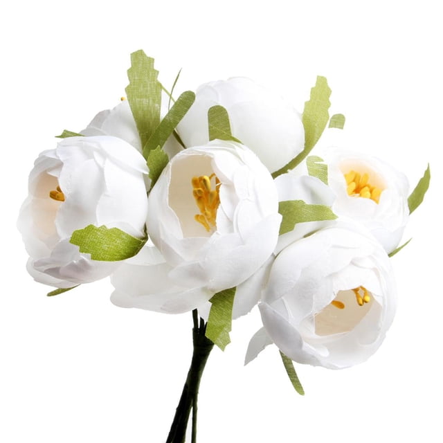 Rose Buds Flor Artificial Nupcial Ramo Hecho en hogar Decoración De Bricolaje Blanco Soledad Flores artificiales de la seda de Rose
