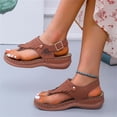 thumbnail image 2 of KBODIU Sandals Women Athletic Comfortable Outdoor Sandals with Arch Support Walking Sandals for Women Round Toe Hollow Tassel Wedge Sandals Solid Color Flip Flops for Spot/Beach/Home Brown 43, 2 of 6