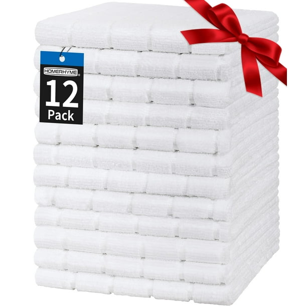 Toallas de mano HOMERHYME, microfibra blanca, 25 x 15 cm, paquete de 12