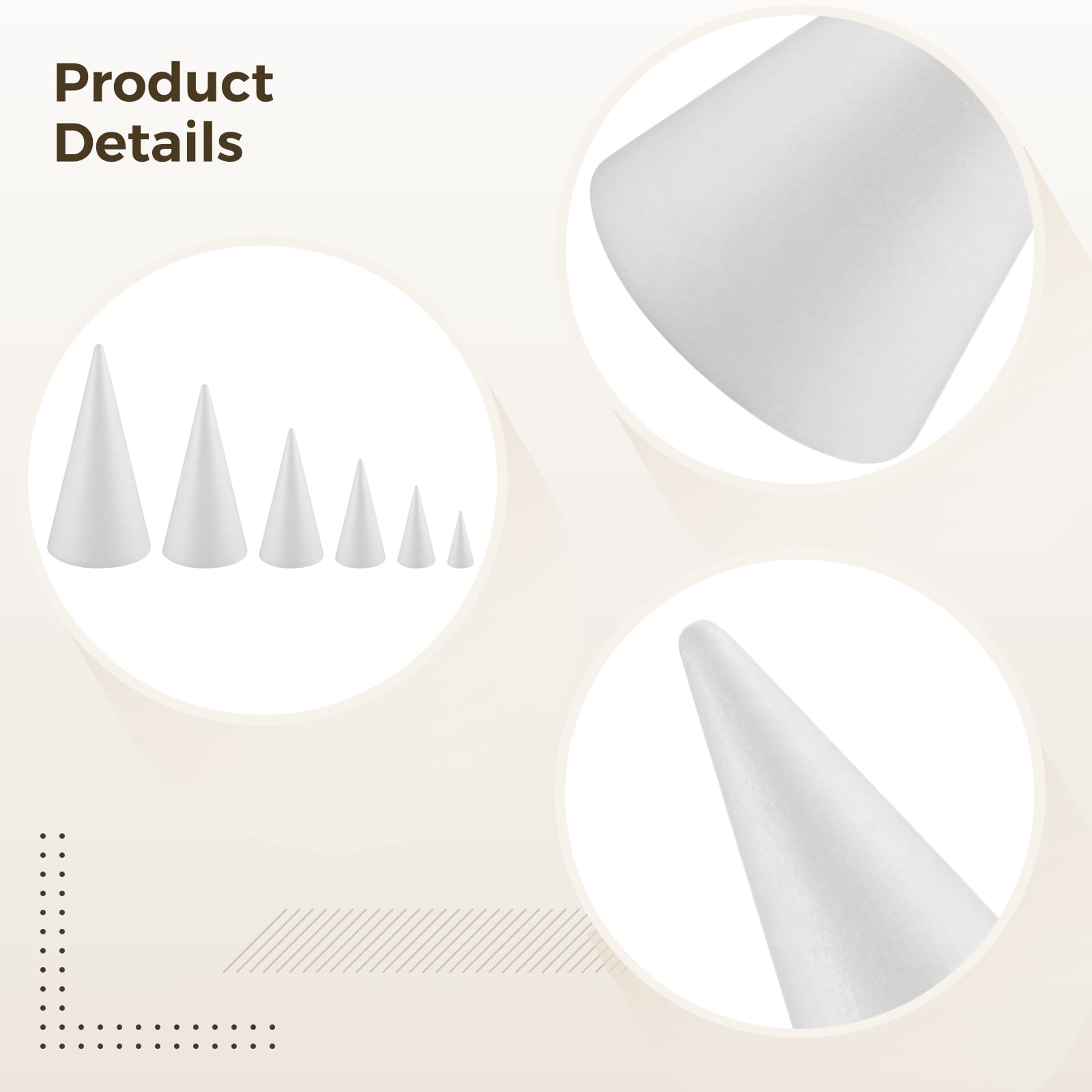 Foam Cones for Crafts, 24 Pcs Styrofoam Cones Set for Christmas Tree DIY Projects, Crafting, Decorations, Lightweight EPS Material