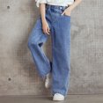 thumbnail image 4 of Tdoqot Girls Jeans- Casual High Rise Wide Leg Baggy Kids Denim Jegging Pants Blue Size 12, 4 of 4
