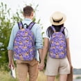 thumbnail image 4 of Disketp Pugs and Flowers print Canvas Backpack Lightweight Travel Daypack Student Rucksack Laptop Backpack-, 4 of 5