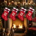 thumbnail image 2 of LanSuare Christmas Stockings with Initials, 17.7 Inches Embroidered Letter Knit Red White Christmas Stocking for Family Holiday Decorations and Xmas Tree Fireplace（H）, 2 of 5