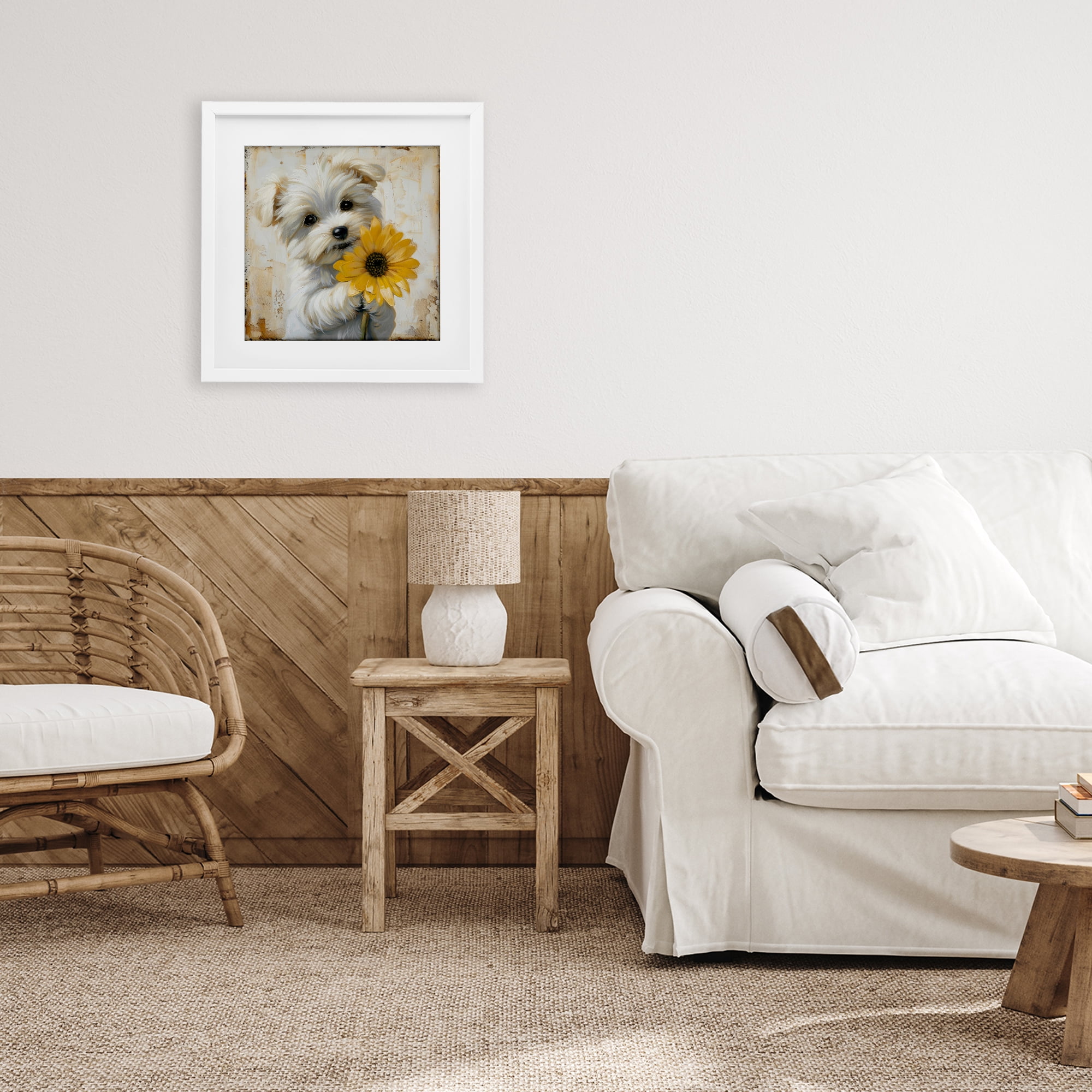 Stupell Industries Little Lucky Puppy White Framed Print Under Glass, design by Tina LeCour