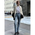 thumbnail image 4 of Jeans para Mujer, Pierna , Holgados, Cintura Alta, Estilo Boyfriend, Pierna Recta, Elásticos, de Mezclilla, Tendencia de Otoño Azul M, 4 of 9