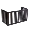 thumbnail image 2 of ZENSTYLE Foldable Pet Fence Entryway Dog Fence Pet Gate 4 Panels W/ Protector MDF Frame, Brown, 2 of 9