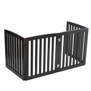 ZENSTYLE Foldable Pet Fence Entryway Dog Fence Pet Gate 4 Panels W/ Protector MDF Frame, Brown