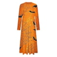 thumbnail image 4 of WXLWZYWL Womens Halloween Dress Plus Size Womens Dresses Fall 2024 Floral Printed Long Dress Long Sleeve Round Neck Sundress, 4 of 4