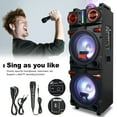 thumbnail image 3 of Lohoms Portable Wireless Speaker, Dual 10" Subwoofer & 1" tweeter Trolley Bluetooth Speaker W/ Microphone Heavy Bass Stereo Woofer Party Sound PA System, AUX, FM, Remote, LED Light, 40.5" H, 3 of 12