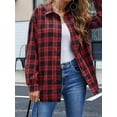 thumbnail image 5 of Womens Button Down Flannel Shirts Long Sleeve Plaid Shackets Business Casual Blouse Top Red M, 5 of 7