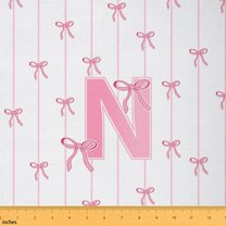 jejeloiu Personalized Letter N Fabric by the Yard 3 Yards,Monogrammed Theme Sewing Fabric,Pink Chic Bowtie Fabric for Sewing For Girls,Ultra Soft Bedroom Decor